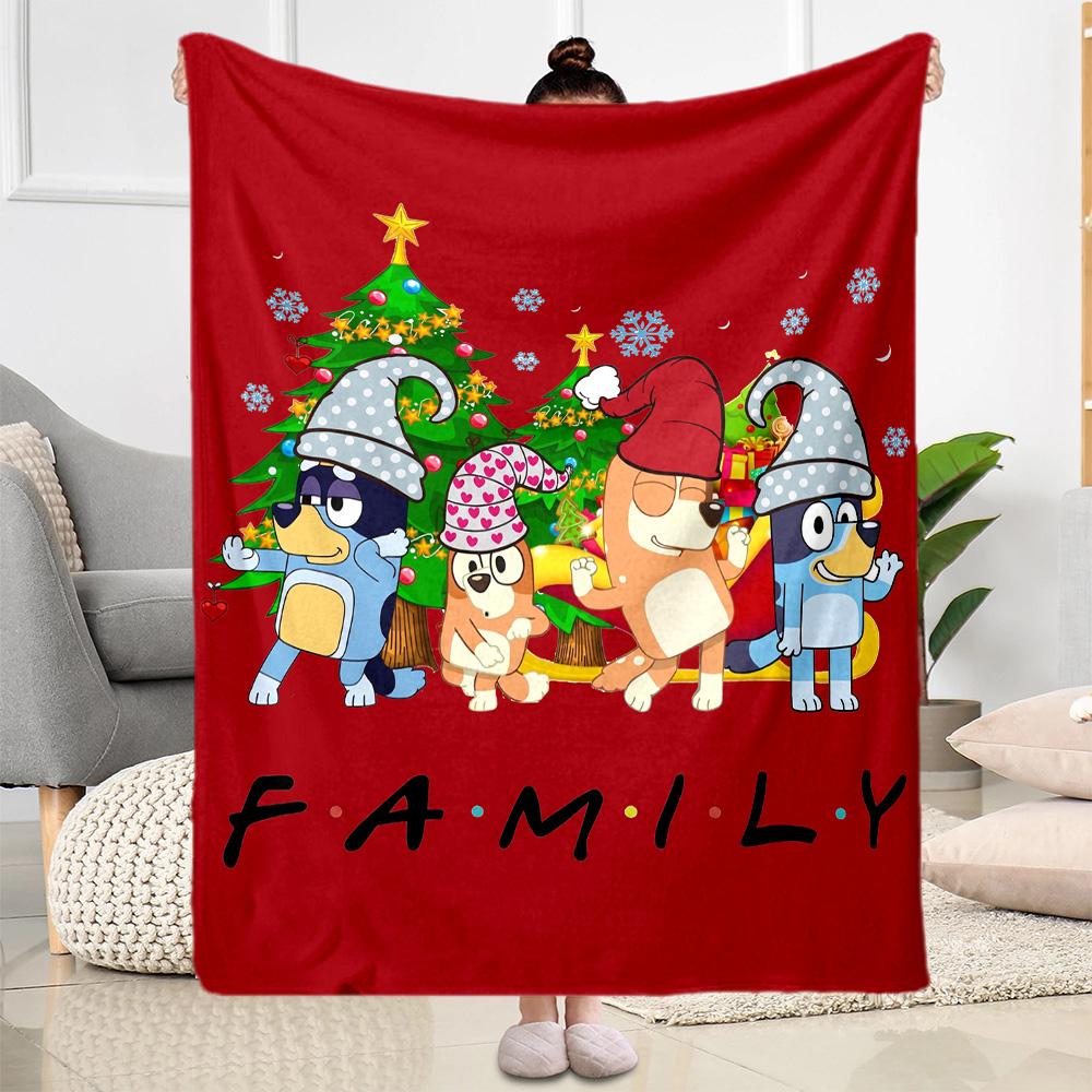 Bluey Family Harmony Blanket Comfortable Suitable for Office Picnics Bed for All Occasions Playful Design Suitable for Gifting Relatives and Friends