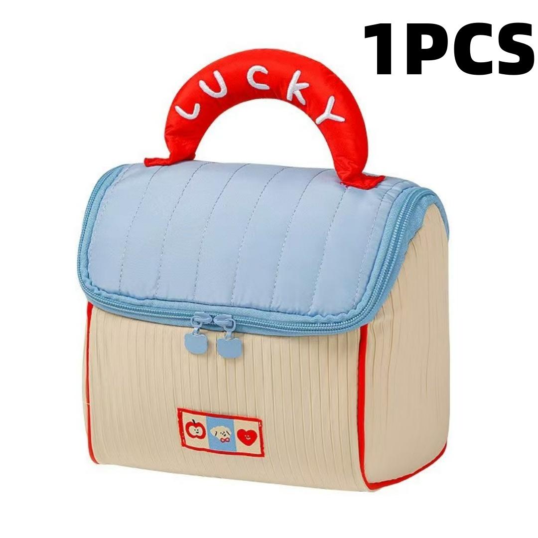 

New Waterproof Travel Portable House-shaped Makeup Bag for Women - Large Capacity with Compartments & Handle