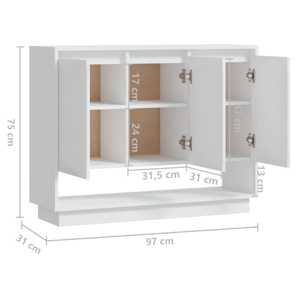 Sideboard White 97 X 31 X 75 Cm Engineered Wood