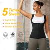 Women Sweat Vest Workout Top Fitness Running Vest Zipper Sauna Shirt Silver Coated Sweatshirt Fat Burning Exercise Sport Apparel Plus Size Gym Vest