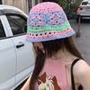 Blumen Gehäkelte Fischerhüte für Damen Handgefertigt Häkeln Hohlbeckenhut Damen Mützen Frühling Sommer Sonnenschutz Sonnenhut Gorro