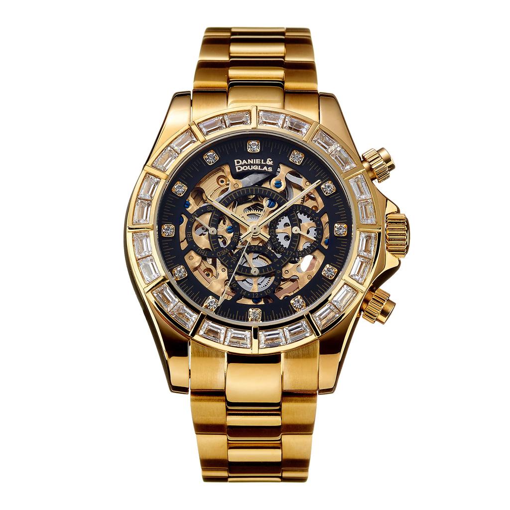 Daniel & Douglas DD8802DG-BK3 Automatic Watch, Gold and Black, Men's Mechanical Self-Winding Watch