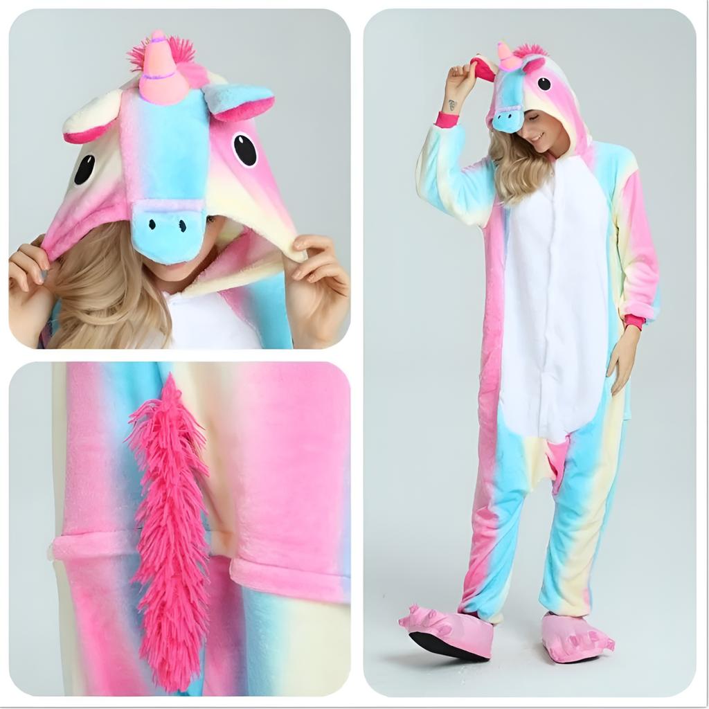 Onesie kigurumi warm one-piece pajamas rainbow unicorn jumpsuit l