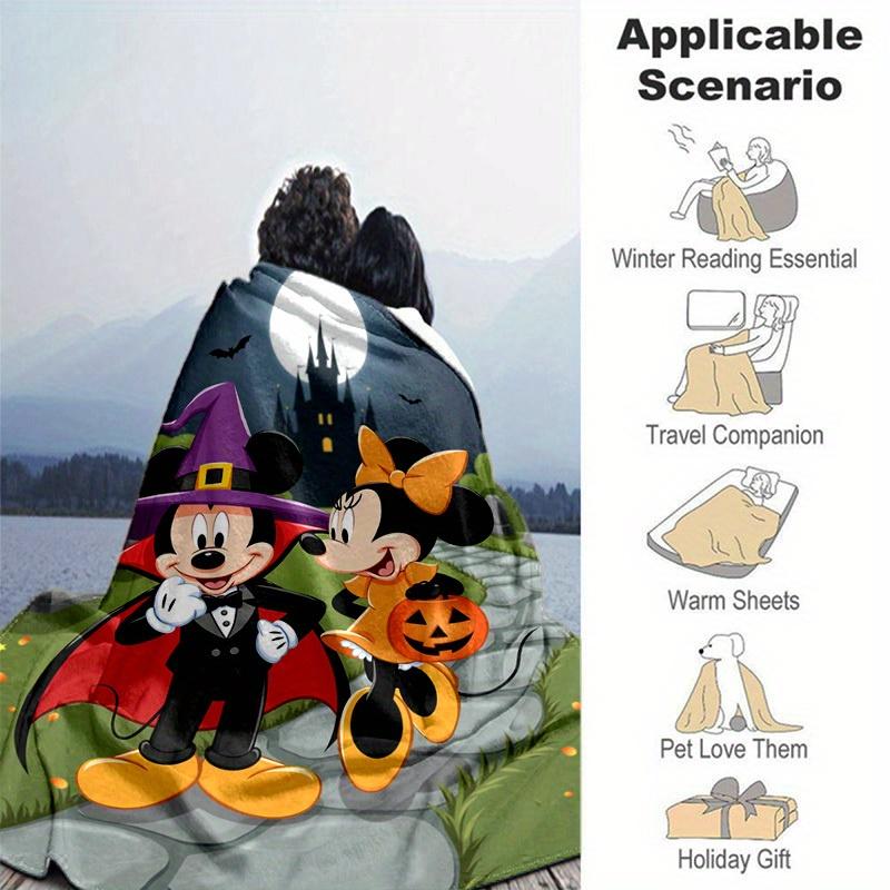 1pc, Halloween Themed Blanket, Perfect for Disney Fans, Seasonal Decor, Soft Flannel Throw Blanket, Living Room, Travel, Camping, Car Blankets, Beach,