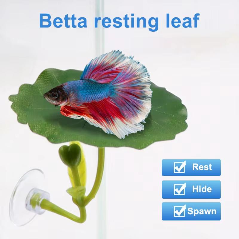 1pcs Green Leaf Hammock For Betta Fish Stress-Reducing Aquarium-Safe Decor With Suction Cup For Fish Tank Fake Plants Decoration