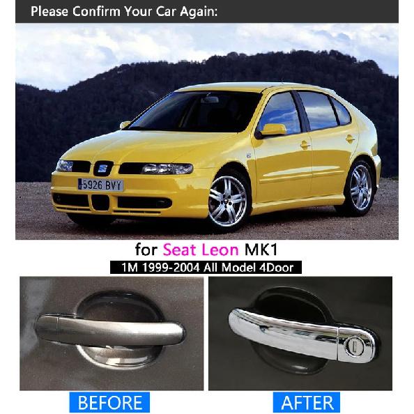 for Seat Leon MK1 1999-2004 1M Luxurious Chrome Handle Cover Trim Set 2000 2001 2002 2003 Car Accessories Stickers Car Styling