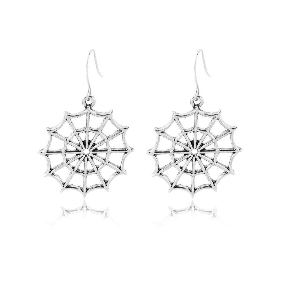Gold Chic And Silver Spider Web Earrings Alloy Hollow Out Design For Women