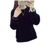 Winter Fleece Women Sweater Imitation Mink Wool Long Puff Sleeve Long Sleeve Elastic Casual Sweater Ladies Knitted Tops Solid Pullovers