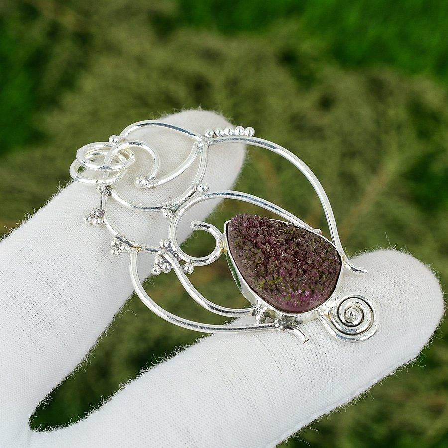 

Sisters Day Sale Pink Titanium Druzy Gemstone Daughter Pendant Sterling Silver