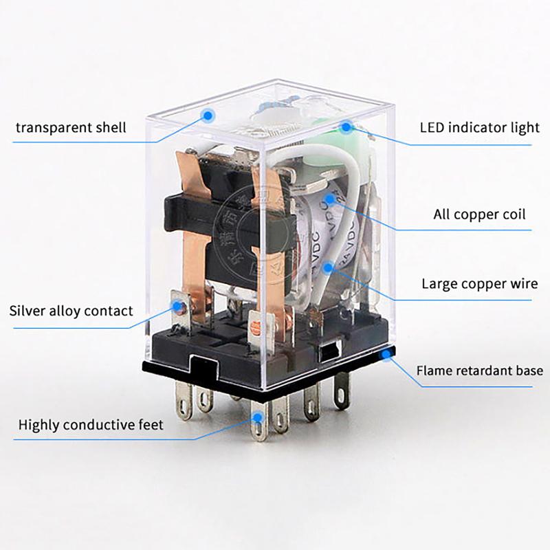 Miniature Coil Generalel Ectromagnetic Intermediate Relay Switch With Base Hh52P Led 12V Dc/220V Ac
