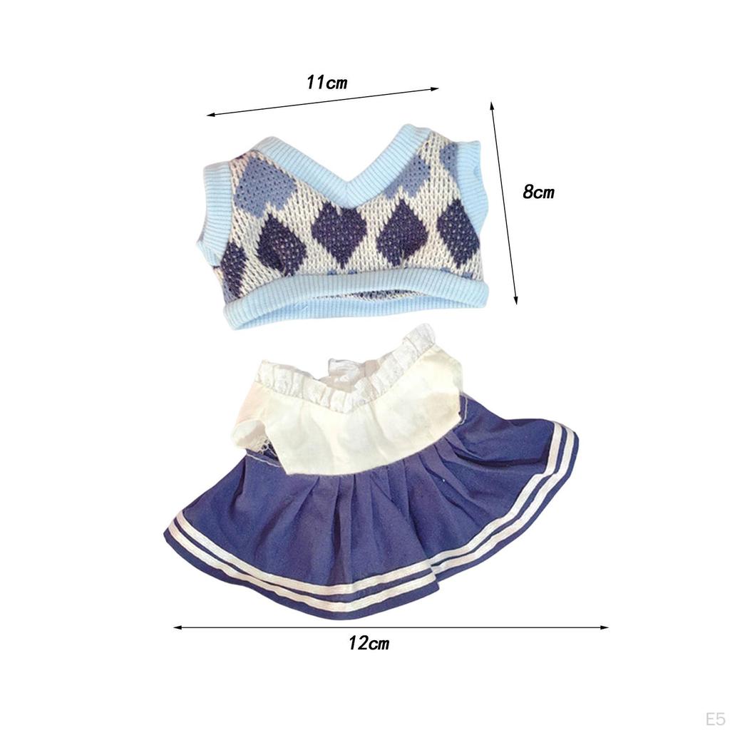 2 Pieces 20cm Doll Clothes Set JK Dress Outifit Adorable Cute Suit for Pendant