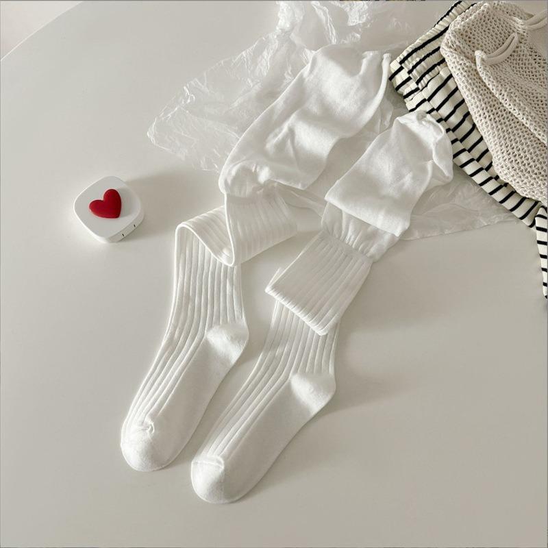 Knee-high Socks, Solid Color for The Calves, Spring and Autumn Color-blocked Women's Long Socks, Autumn Long Tube Versatile Pile Socks, Women's Socks