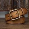 Gürtel Herren Retro Persönlichkeit Trendy Plissee Distressed Rindsleder Reines Kupfer Dornschließe Koreanischer Lässiger Jeansgürtel