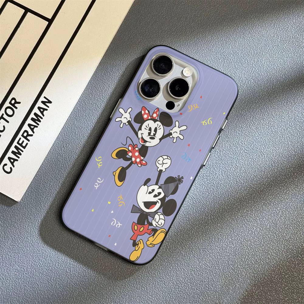 M-Minnie M-Mickey For iPhone 16 15 14 13 12 11 17 Pro Max Plus Wave Corrugated Phone Case Anti Drop Cover