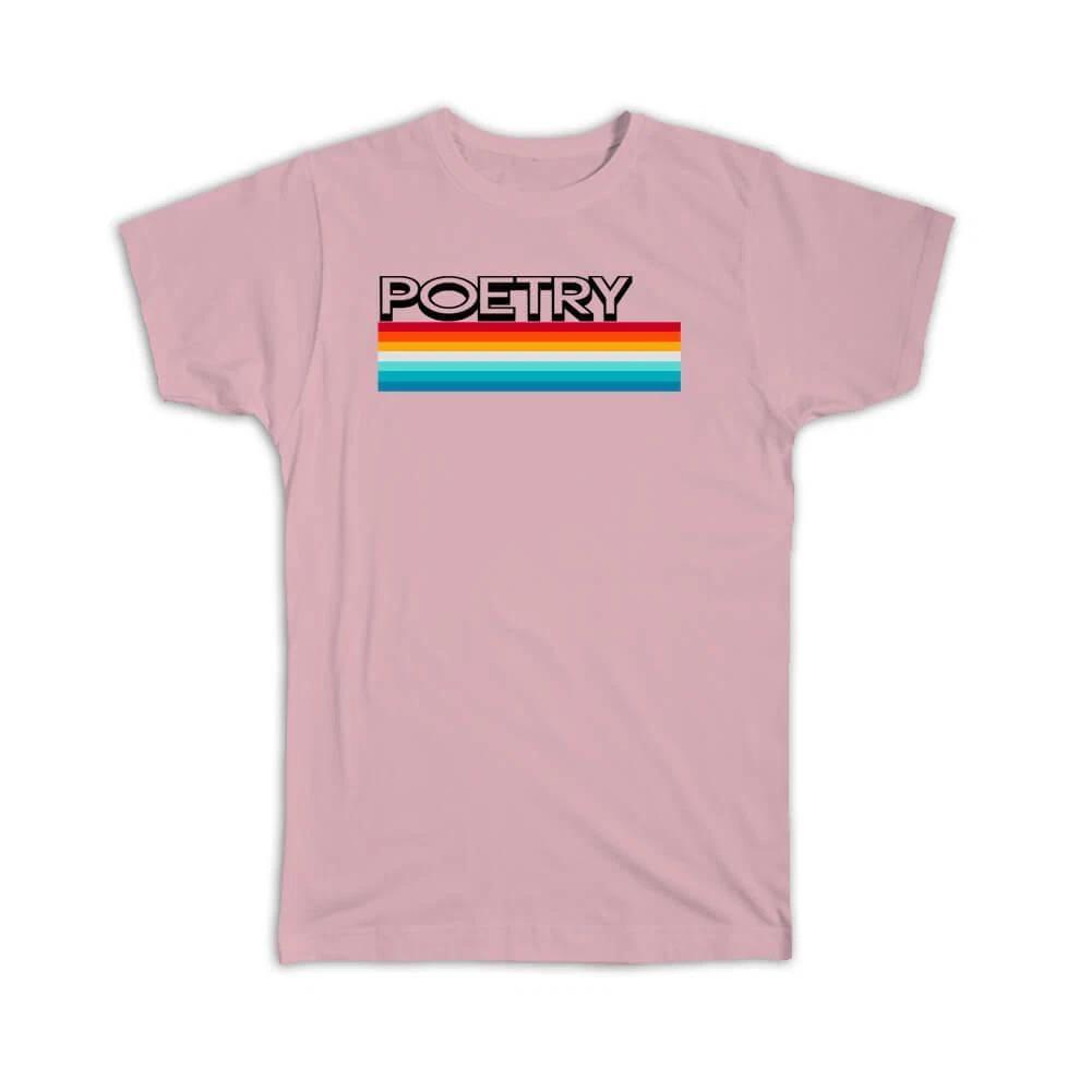 Gift T-Shirt : Poetry For Best Poet Gradient Songwriter Rainbow Stripes S
