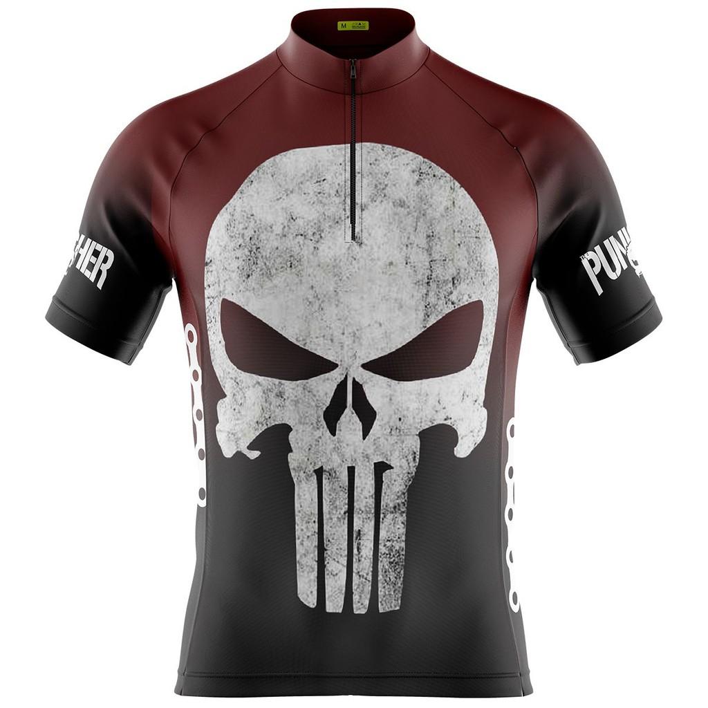 Camisa Ciclismo MTB Masculina Dry Fit Secagem Rápida com UV Manga Curta Justiceiro P