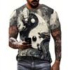 Moda Uomo T-shirt da Uomo Stampata 3D Girocollo Manica Corta Trendy Streetwear