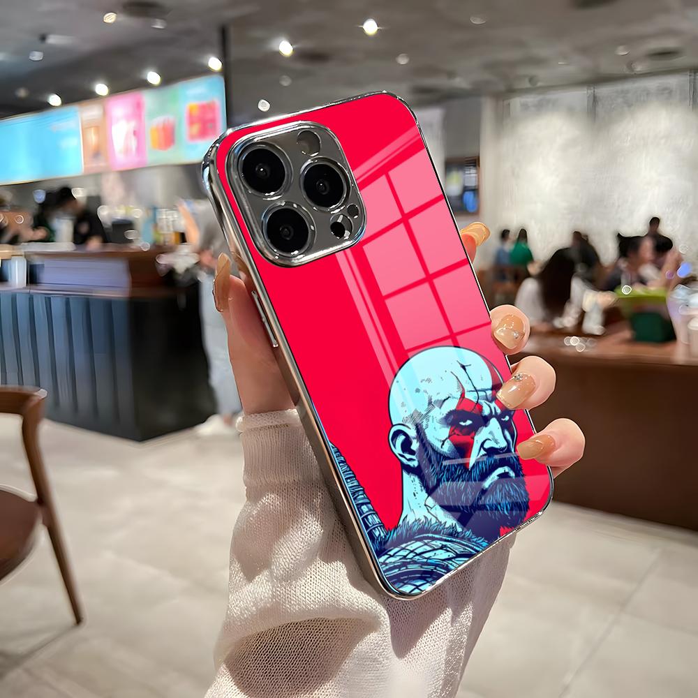 God Of Wars Phone Case For IPhone 17 Pro Max 15 Pro 16 14 Plus 12 13 Mini 11 Pro Shockproof Electroplated Glass Cover