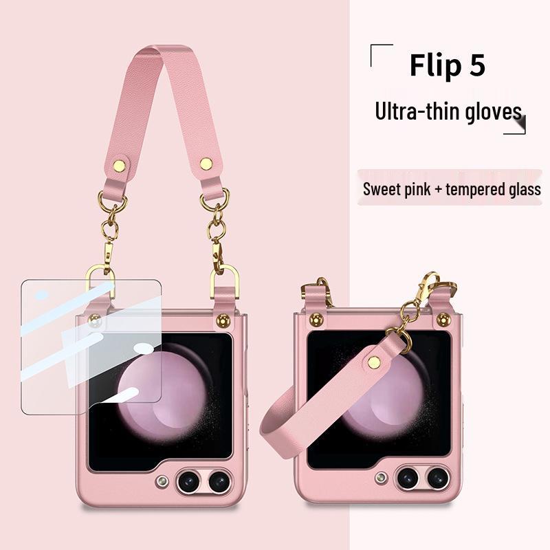 Creative Wrist Strap Foldable Case with Integrated Shell & Film for Samsung Z Flip5