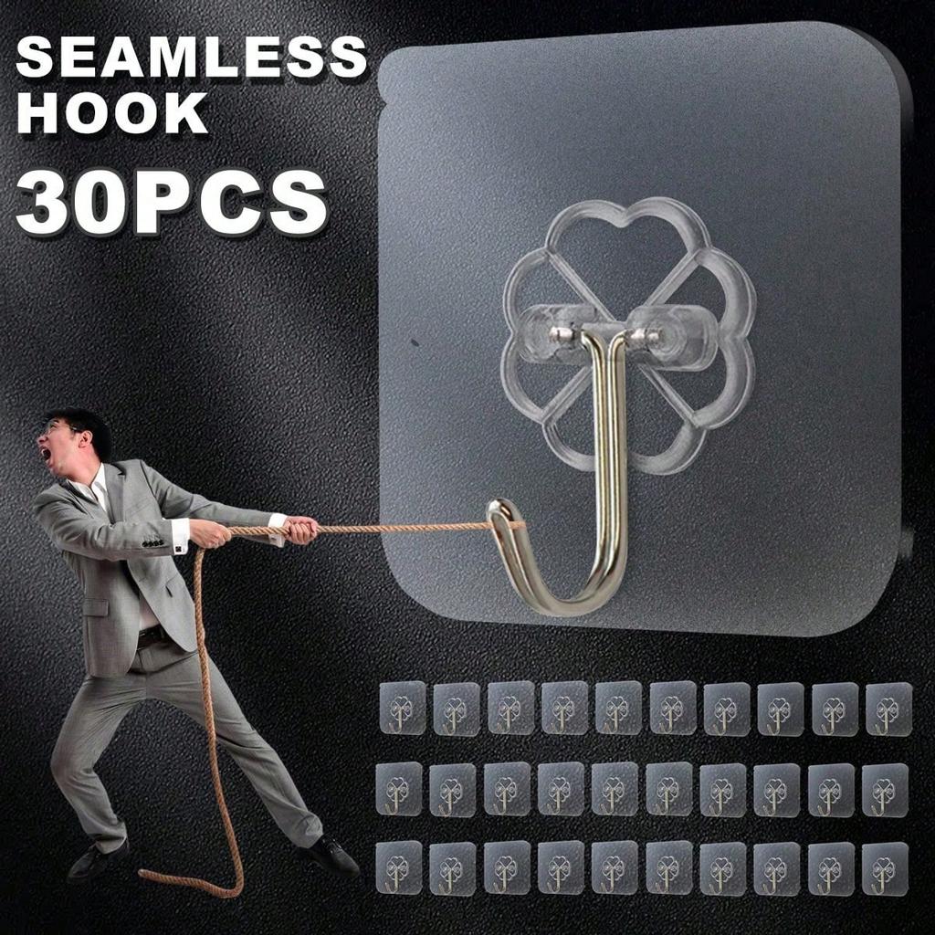 10PCS Transparent Seamless Adhesive Hooks, Strong Wall Mounted Hooks, Photo Frame Traceless And Nail Free Screw Hanging