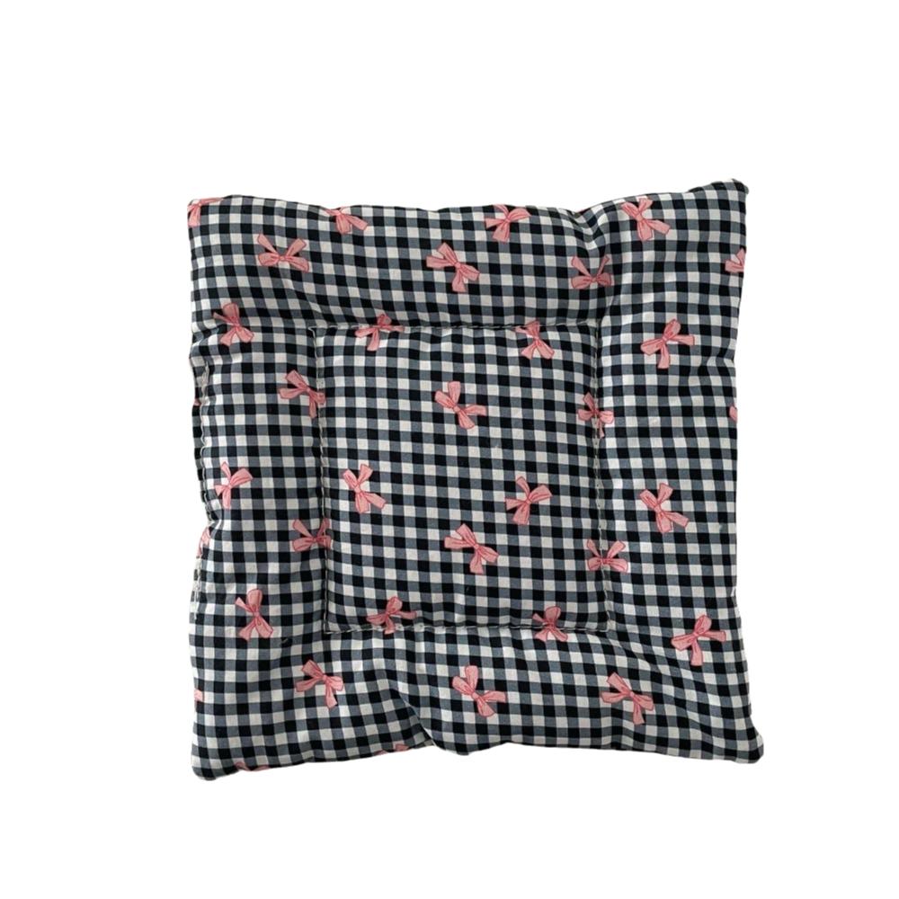 

Solid Color Multi-functional Coaster Thickened Fabric Double-sided Bow Ribbon Coaster Sweet Drawstring Portable Insulation Pad чёрный