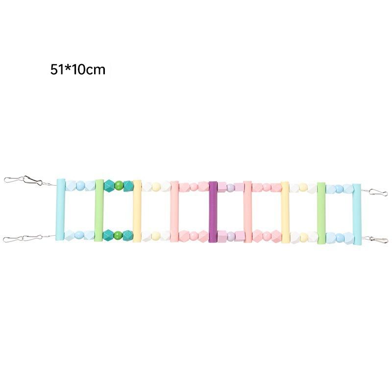 Wood Parrot Toys Bird Toy Cage Bird Accessories Swing Suspension Bridge Ball Cage Bells Pet Supplies Set