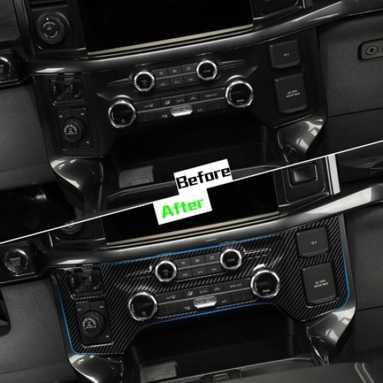 Carbon Fiber Central Control Air Conditioner Switch Cover Trim For Ford F150 21+