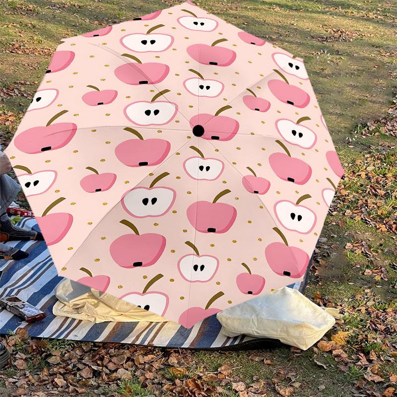 1PC Apple Umbrella-8-Rib Reinforced, Automatic Open, Lightweight & Durable, Fashion Accessory for Outdoor, J0354