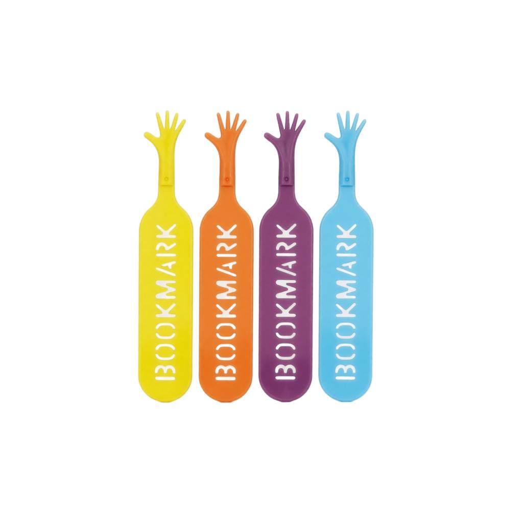 Creative Hand-Shaped Bookmarks Set of 4 Flexible Durable Book Clips with Cutout Text for Paper Marking and Reading Organization