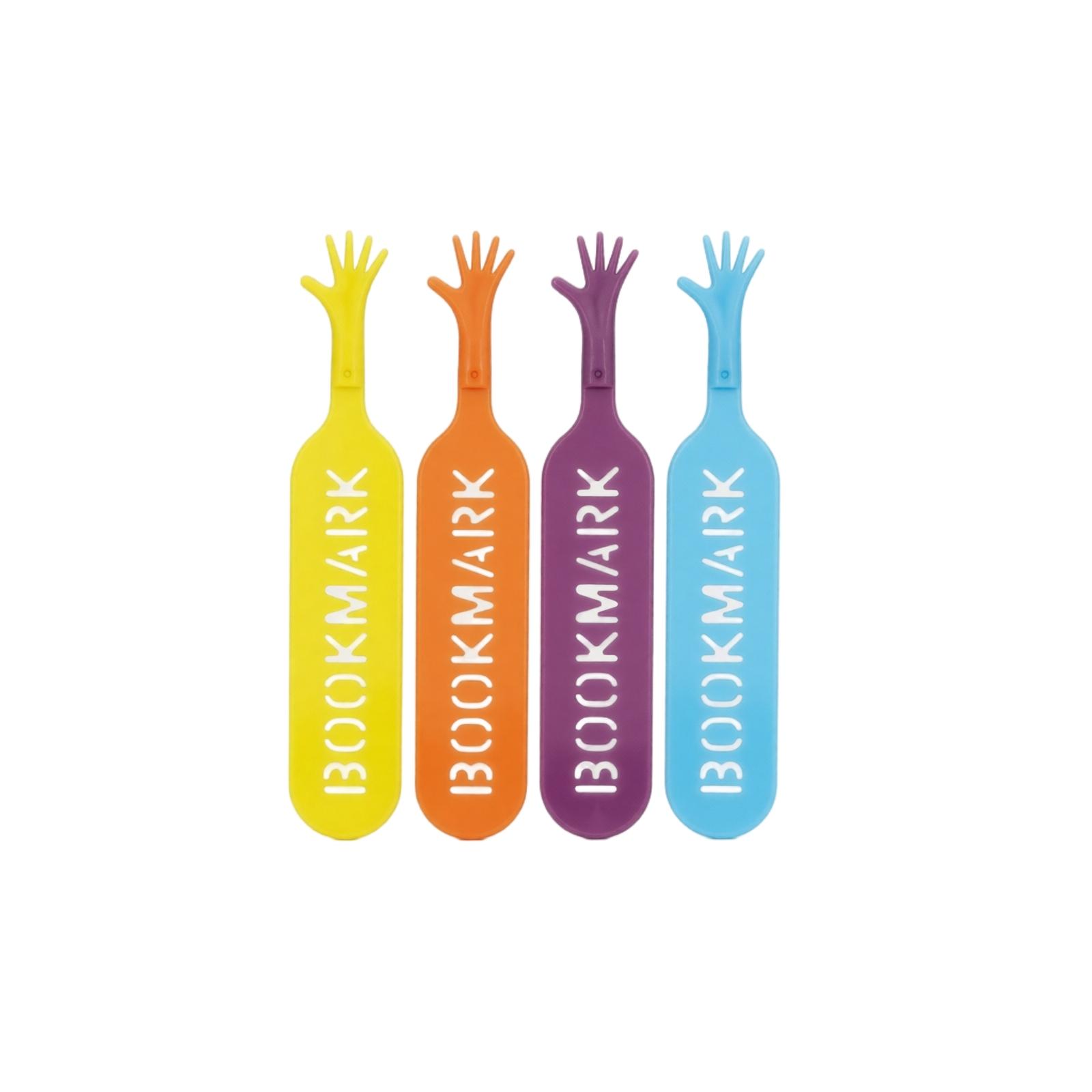 

Creative Hand-Shaped Bookmarks Set of 4 Flexible Durable Book Clips with Cutout Text for Paper Marking and Reading Organization One Size