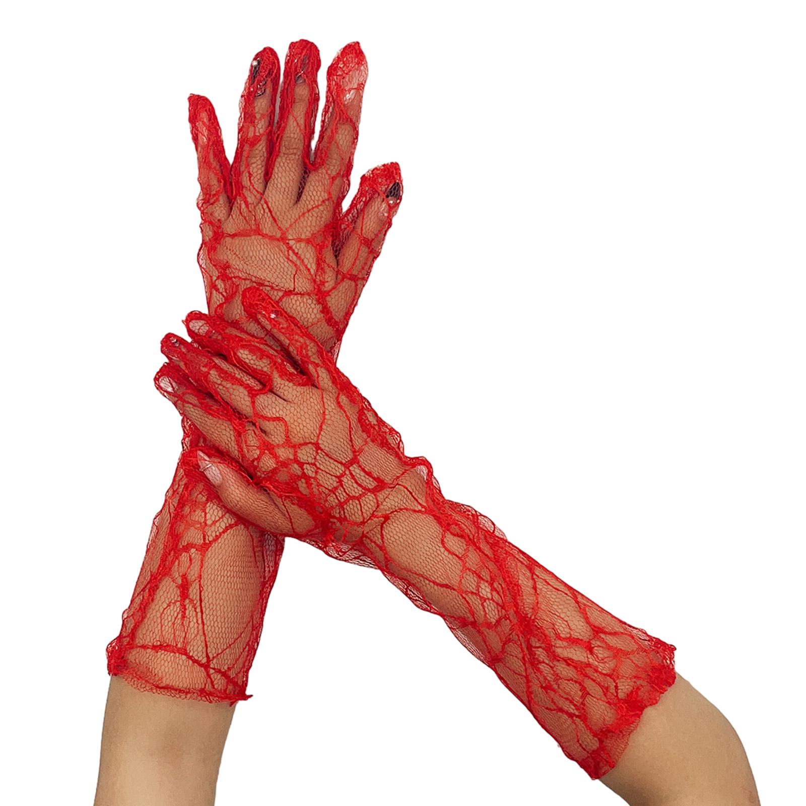 

Длинные сетчатые перчатки Паутина Темные и загадочные аксессуары для и формальных мероприятий красный
