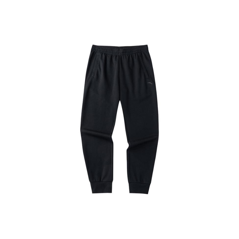 Anta Solid Color Cuffed Casual Sports Pants Men Bottoms Black 152317307-1