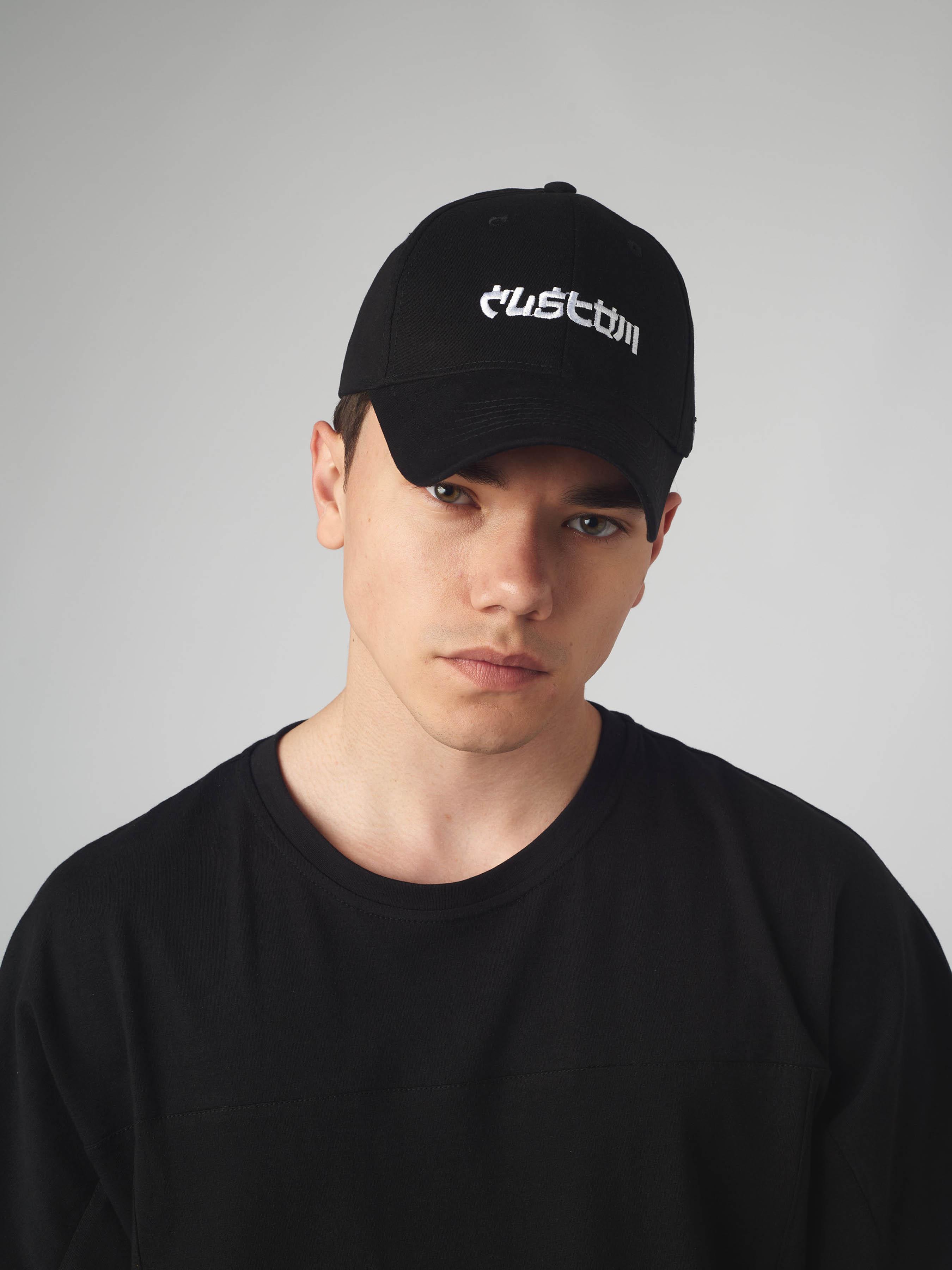 

Бавовняна бейсболка з вишивкою чорного кольору Custom Wear Black White Logo 58 cm чорний/білий