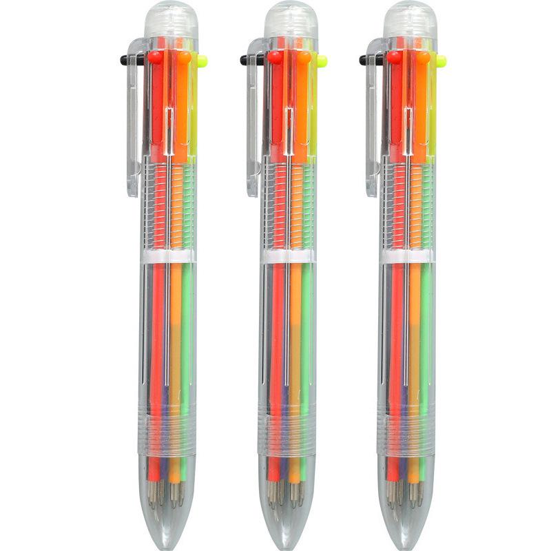 6-Color Click Ballpoint Pen - Multifunctional, Cute, Korean-Inspired Stationery for Creative Journaling