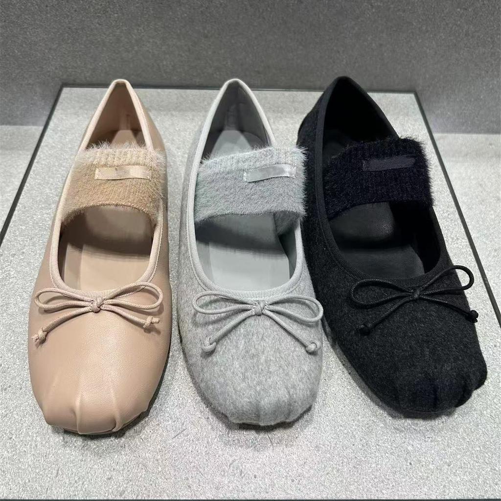 Flat-bottomed bow Mary Jane ballet shoes, new elastic casual versatile niche women's shoes in autumn 2025