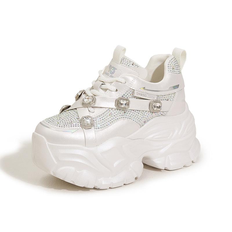 European station Internet celebrity dad shoes women 2025 spring new versatile single shoes fashion rhinestone thick sole heightening women's shoes