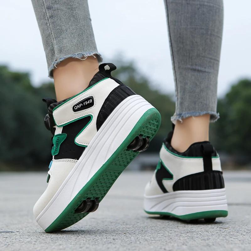Students children's shoes four wheel light shoes Boys invisible roller shoes large size outdoor sports walking  women