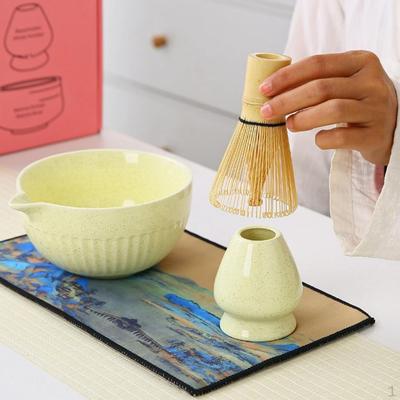 Ceramic Matcha Bowl Whisk Tea and Holder Ceremony Salad Porridge Mixing