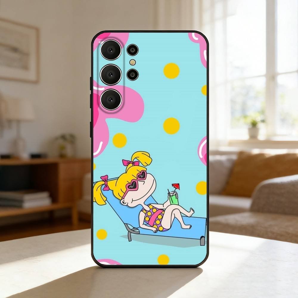 Rugrat C-Chuckie A-AngelicaS Phone Case For Samsung S26,S25,24,23,22,30,21,10,9,Ultra,Plus,Lite,FE Soft Black Case