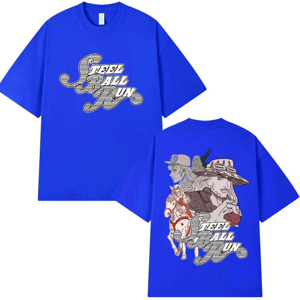Hot Sale Anime Jojo Bizarre Adventure STEEL BALL RUN T-shirt Unisex Casual Harajuku Hip Hop Punk Cotton T-shirt Breathable and Comfortable Clothes
