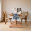 Jacquard Water Grass Blue Fringe Tassels Table Runner, Fabric Plants Kitchen Dining Table Decoration for Home Party Festival