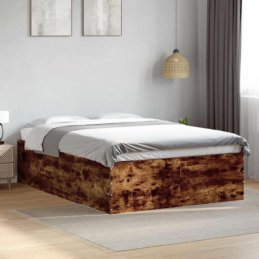 Bed Frame Smoked Oak 120x200 Cm Engineered Wood