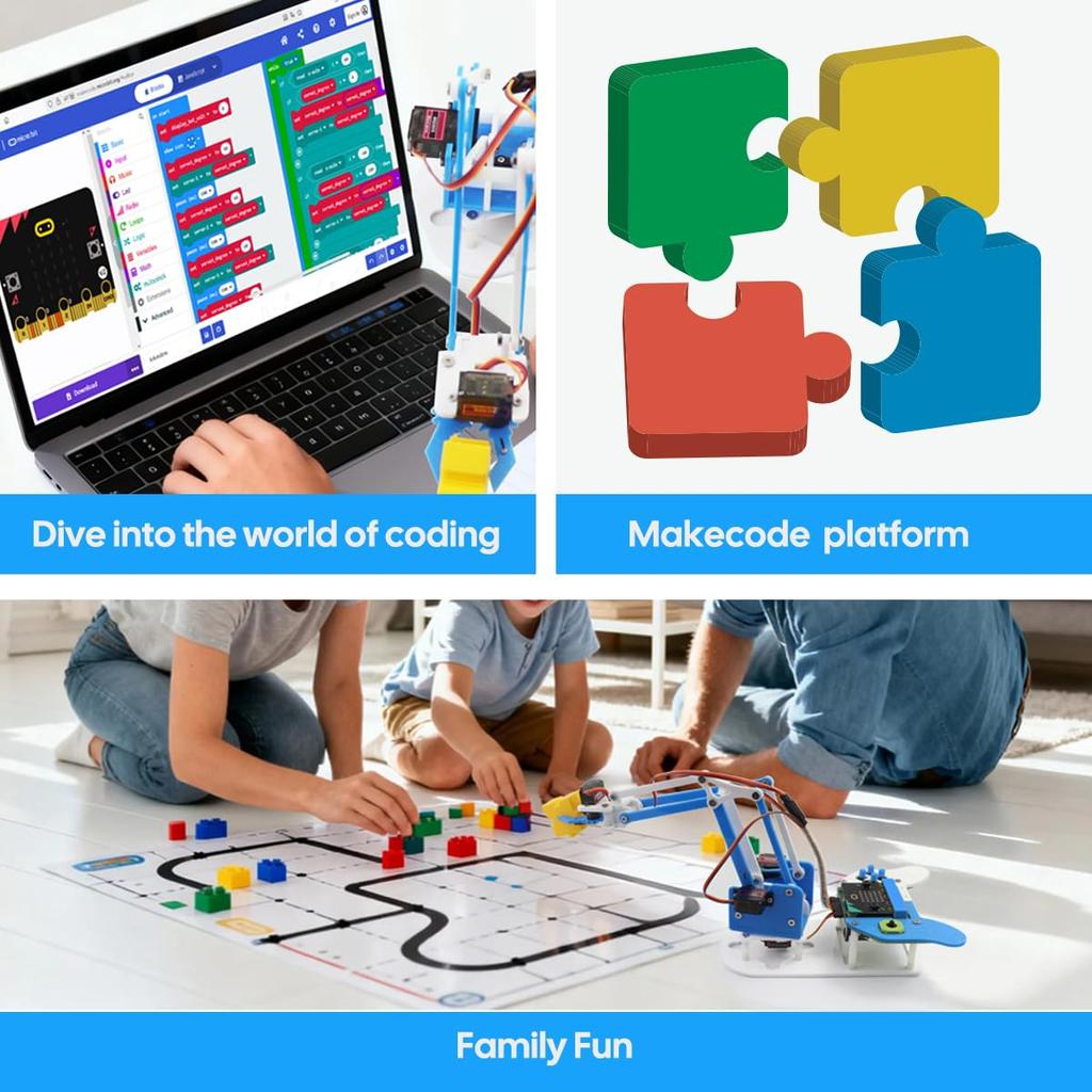 SIYEENOVE Microbit Smart Robot Arm Kit with Japanese PDF Instruction Manual 4DF Programmable Mechanical Arm Assembly Kit [Microbit V2 and AA Batteries