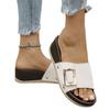 Summer new slope heel belt buckle niche one-word women's cool slippers fashion casual outer slippers women