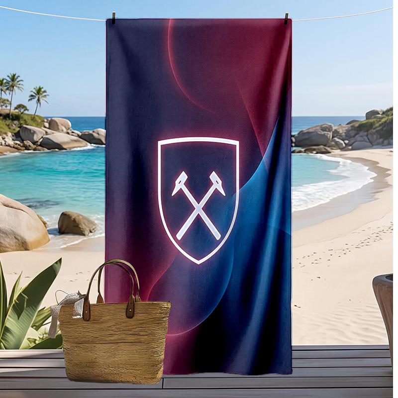 West Ham United Fußball-Print Strandtuch, Großes Weiches Schnelltrocknendes Handtuch für Strand Camping Schwimmen