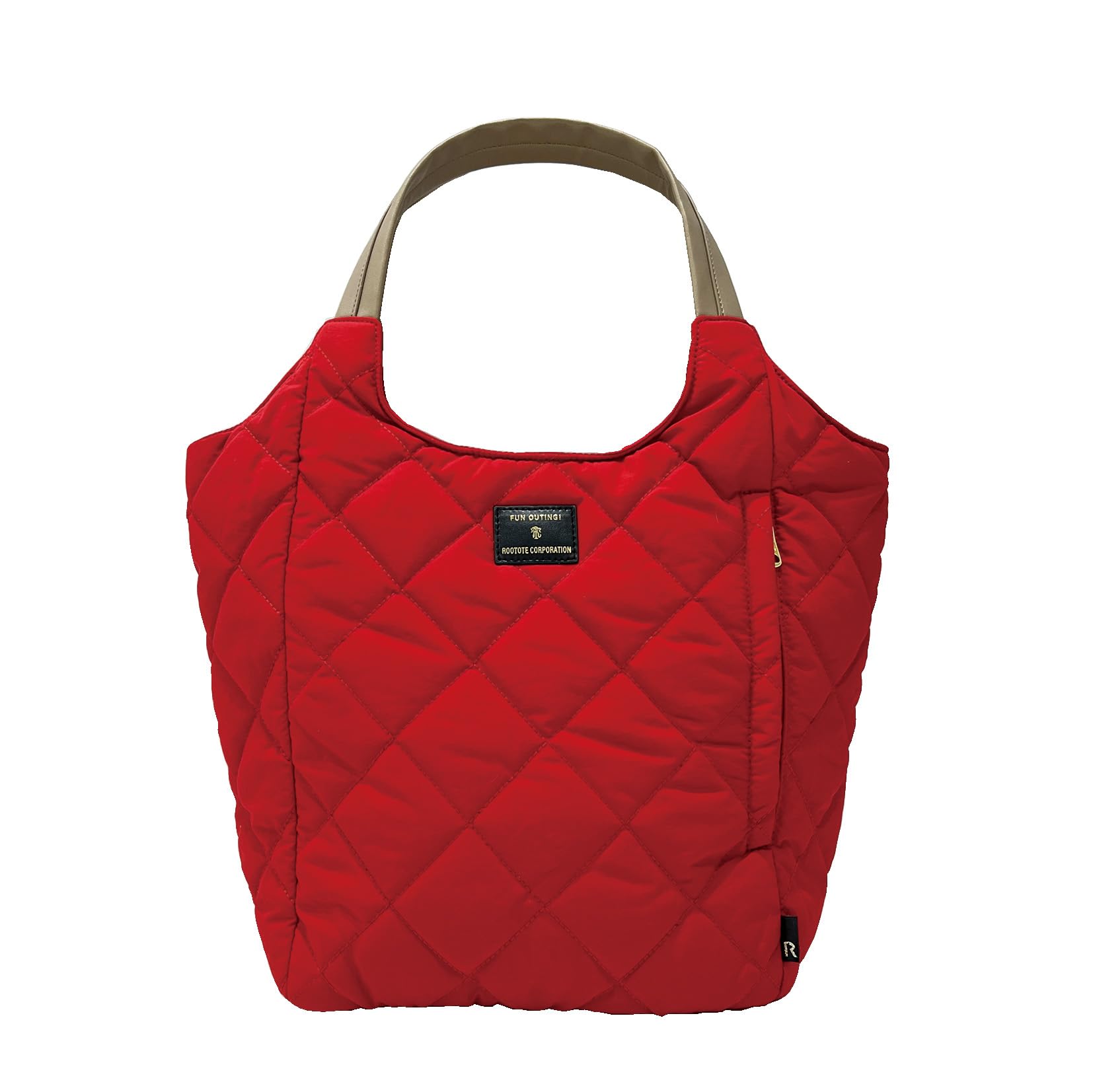 

quilted large capacity tote bag with dividers LT Round Paruti Quilt ROUND 04 Red [Rootote] Water-repellent self-standing Women s