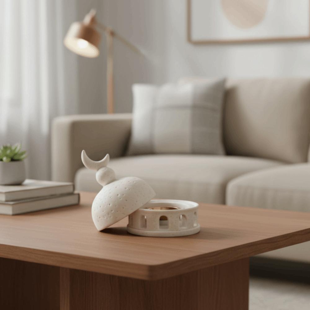Resin Ramadan Aromatherapy Cup Architectural Style Crescent Aromatherapy Burner  Tea Table