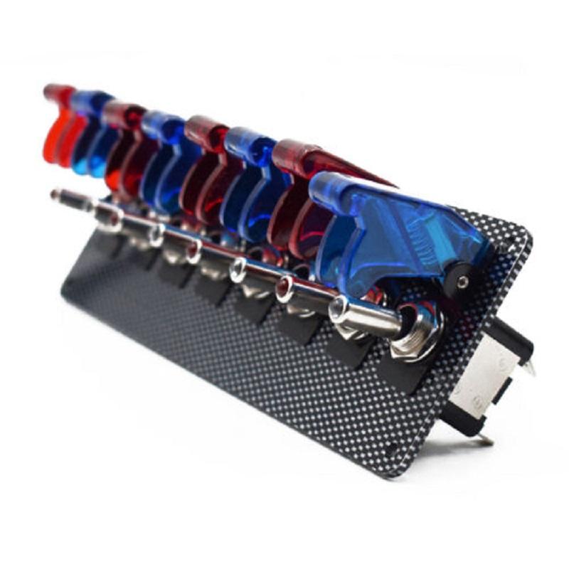 Universal 12V Car Racing Toggle Ignition Switch Panel Auto Engine Start Push Button Set Red& Blue LED Toggle Button Panel