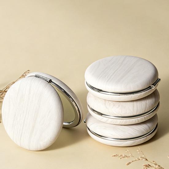 Wooden Grain Handheld Makeup Mirror, Portable Travel Double-sided Vanity Mirror, High Clarity Pocket Cosmetic Mirror for Women Girls
