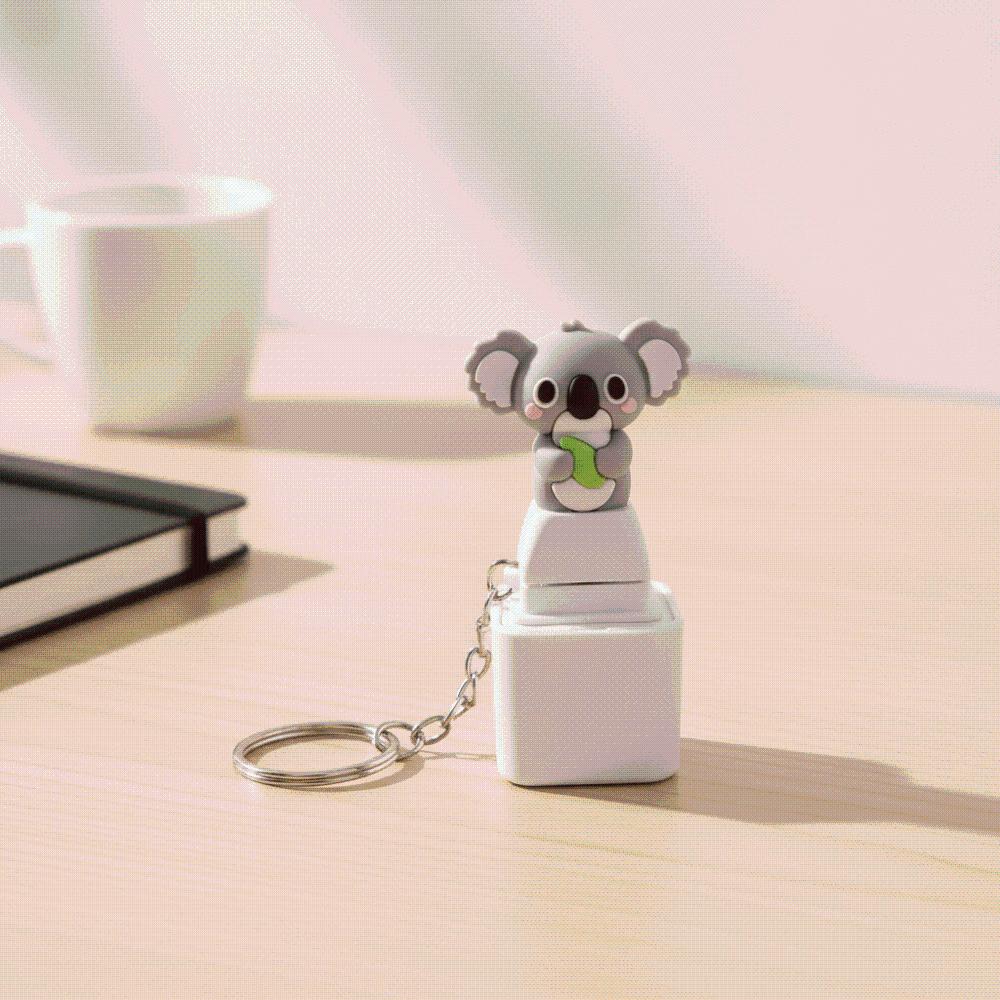 Rechargeable Fidget Button Key Chain Sounding Sound Light Key Ring Animal Keycap Toy Student Gift